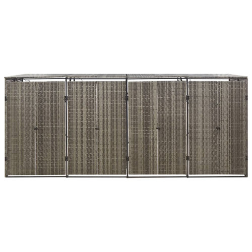 vidaXL Bin Store Trash Can Storage Quadruple Wheelie Bin Shed Poly